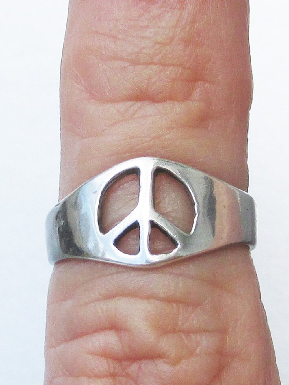 Sterling Silver Vintage Cut Out PEACE SIGN Toe Ring, Adjustable Size